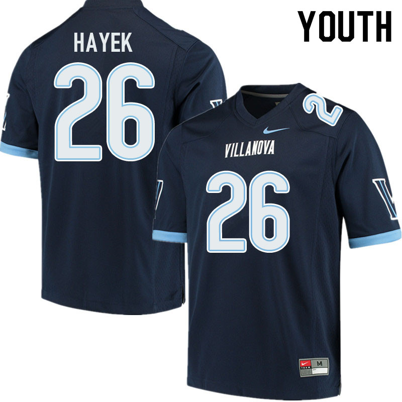 Youth #26 Jaaron Hayek Villanova Wildcats College Football Jerseys Sale-Navy - Click Image to Close